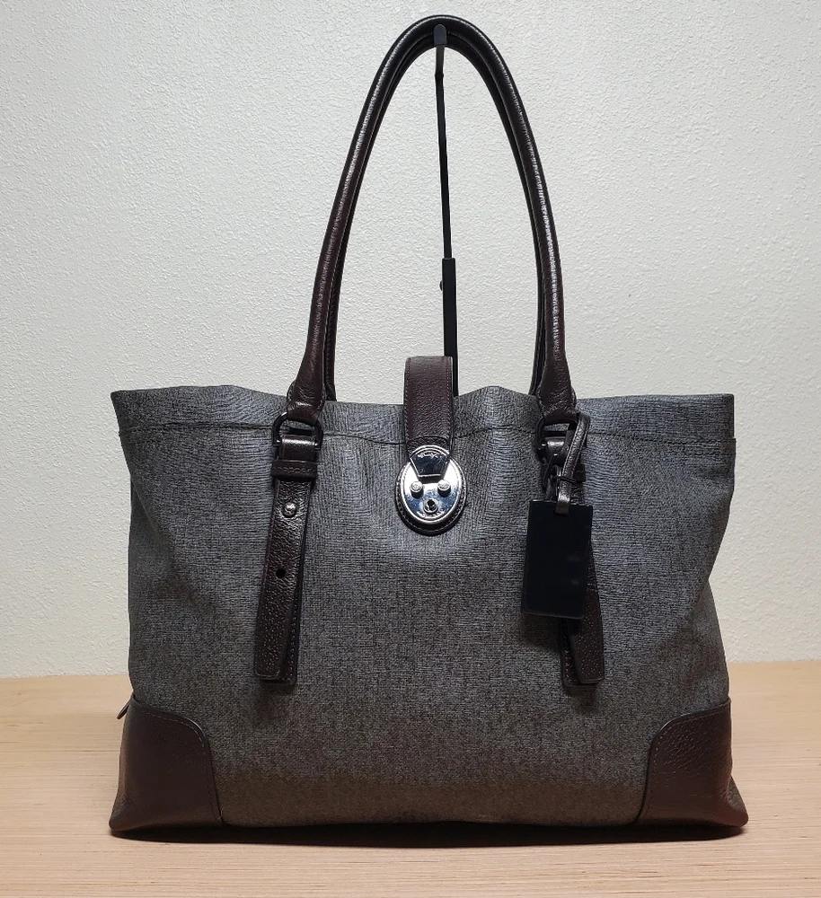 Tumi Villa Turin Earl Gray Dark Brown Women Business Tote Bag